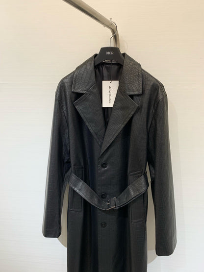 DIOR 25S LONG CROCODILE LEATHER COAT 665