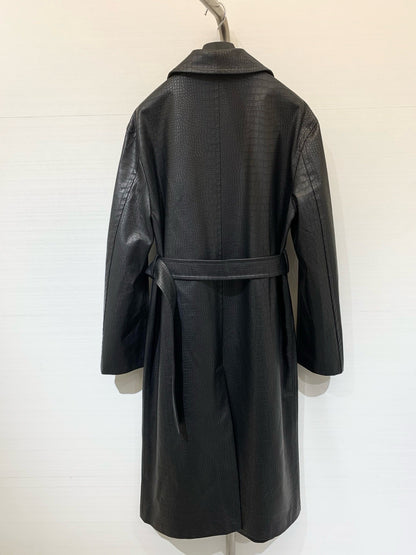 DIOR 25S LONG CROCODILE LEATHER COAT 665