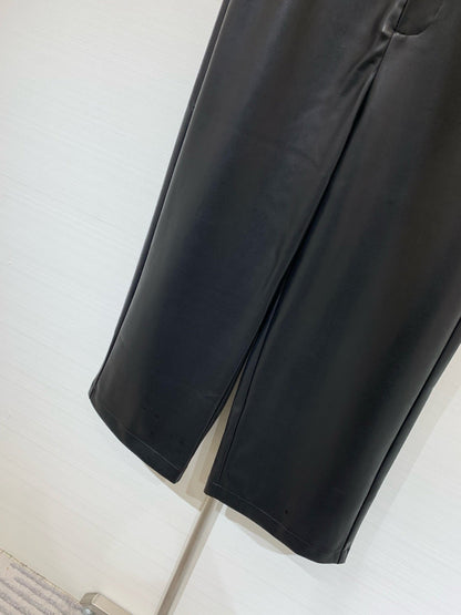 DIOR 25S LEATHER CROPPED PANTS 666