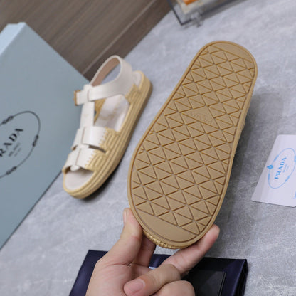 PRADA 26S SANDAL ESPADRILLES IN WHITE CALFSKIN