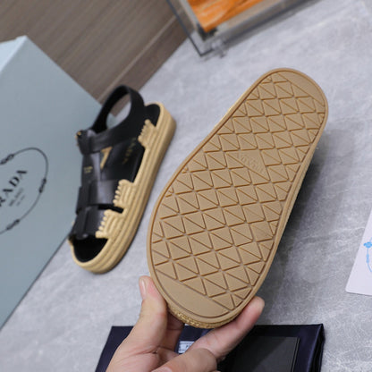 PRADA 26S SANDAL ESPADRILLES IN BLACK CALFSKIN