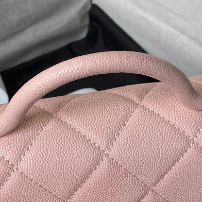 CHANEL 25S FLAP BAG 18 CM IN LIGHT PINK GRAINED LAMBSKIN WITH TOP HANDLE