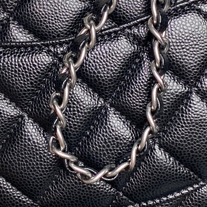 CHANEL 25S FLAP BAG 19 IN BLACK CALFSKIN SILVER HARDWARE