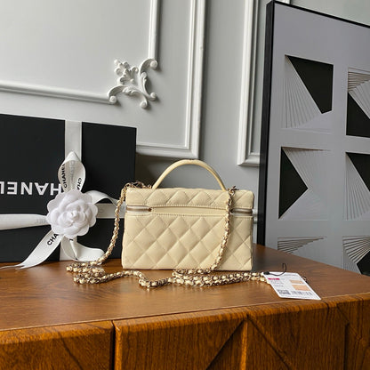 CHANEL 25S VANITY BAG 20 IN CREAMY BEIGE CAVIAR LEATHER