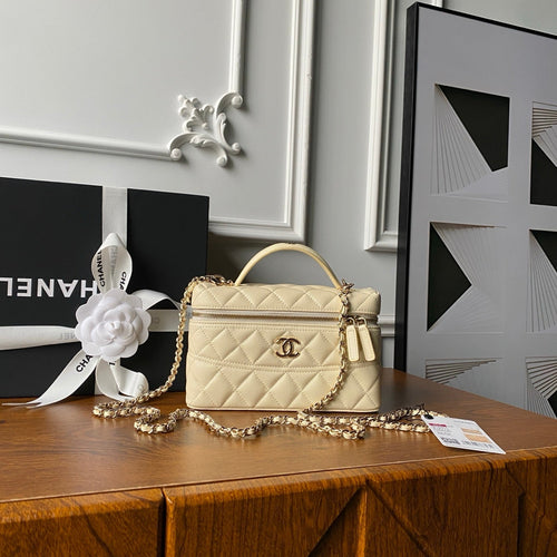 CHANEL 25S VANITY BAG 20 IN CREAMY BEIGE CAVIAR LEATHER