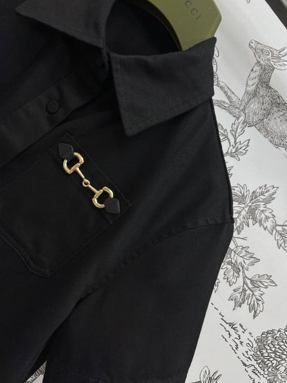 GUCCI SHORT SLEEVE NOTCHED COLLAR ROMPER 268515