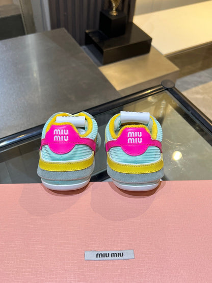 MIUMIU 26S SNEAKERS IN MULTICOLOR FABRIC AND SUEDE