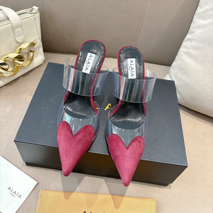 ALAIA 26S HIGH-HEEL WEDGE MULES 95 MM IN DARK RED SUEDE