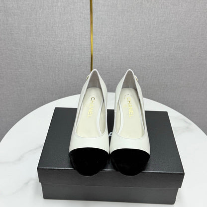 CC HIGH HEEL 25S IN BLACK LAMBSKIN AND SUEDE WITH PEARL HEEL STYLE 6