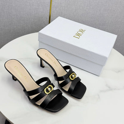DIOR 26S 30 MONTAIGNE HIGH-HEELED IN BLACK CALFSKIN GOLD HARDWARE