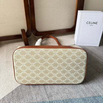 TRIOMPHE CANVAS 31.5 IN PRINTED CALFSKIN BROWN WHITE