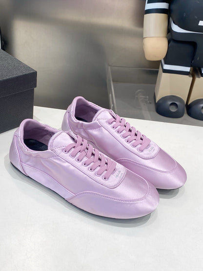 PRADA 26S SNEAKERS IN LIGHT PURPLE SATIN