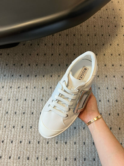 VIV' SKATE SNEAKERS IN WHITE SMOOTH CALFSKIN SILVER BUCKLE