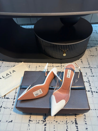 ALAIA HIGH SLINGBACK 25S 90 MM IN WHITE CALFSKIN
