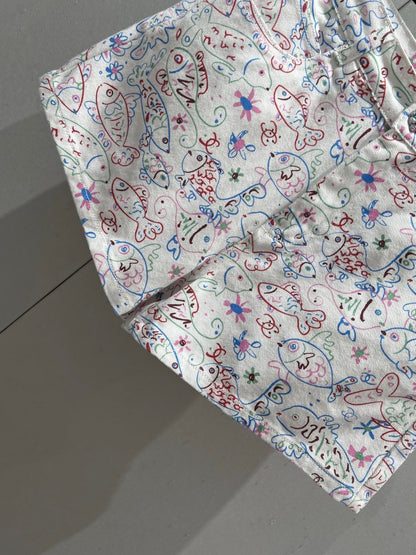 CC 25 Print Denim Short Multicolor Cotton