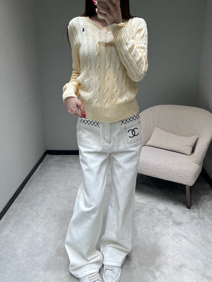 RALPH LAUREN KNITTED V-NECK SWEATER 404