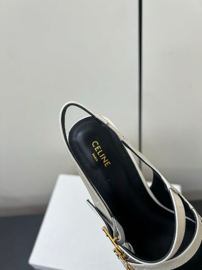 JUDY DOUBLE STRAP MARY JANE SLINGBACK IN WHITE PATENT CALFSKIN