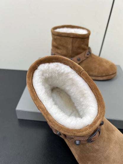 BALENCIAGA 25S ALASKA ANKLE BOOTS IN BROWN SUEDE AND LAMBSKIN