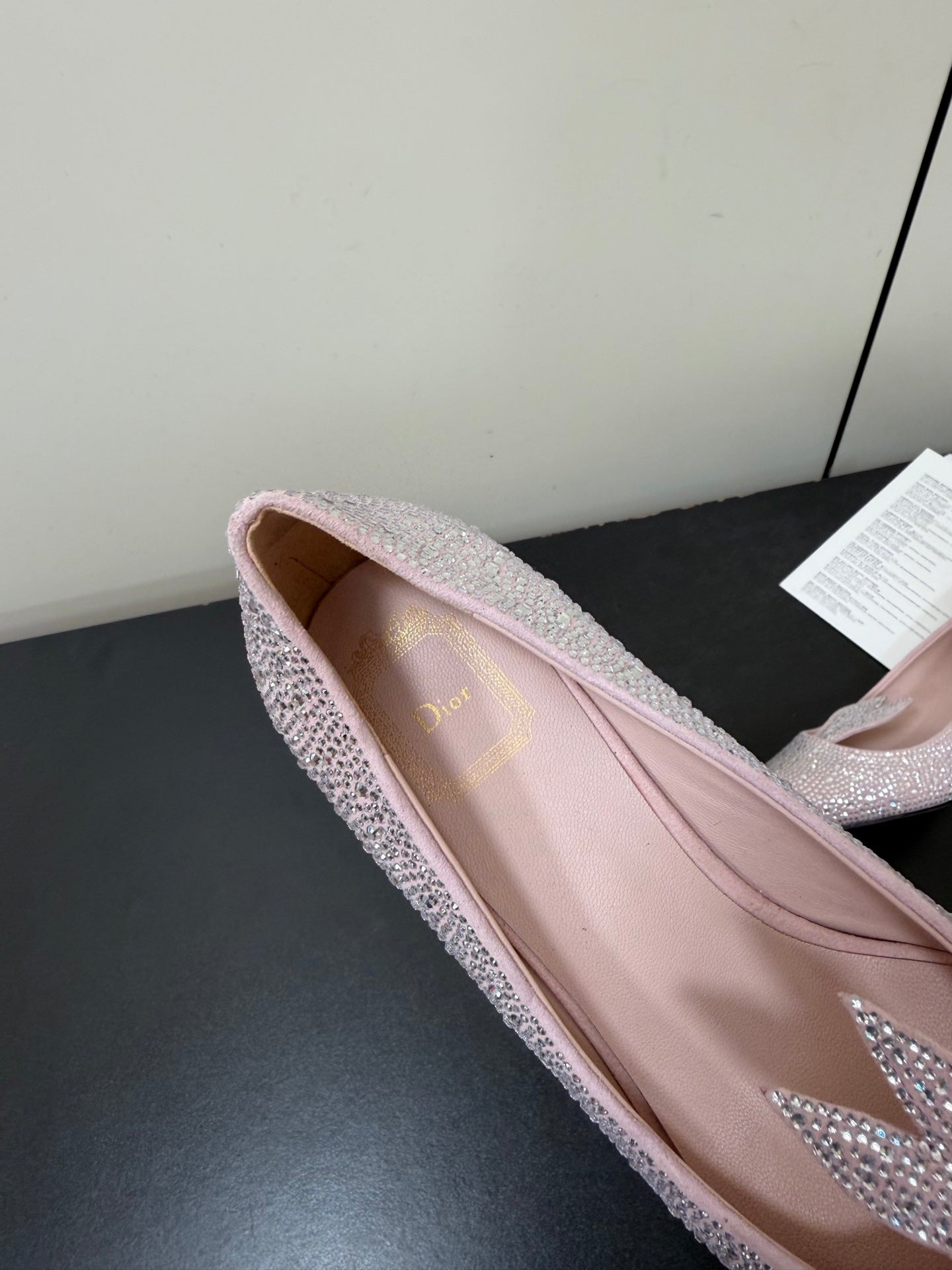 DIOR 26S POINTED-TOE HIGH HEELS 35MM IN PINK SUEDE CRYSTAL