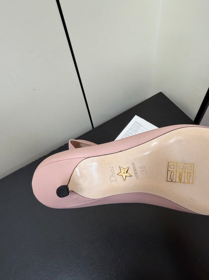 DIOR 26S POINTED-TOE HIGH HEELS 35MM IN PINK CALFSKIN GOLD HARDWARE