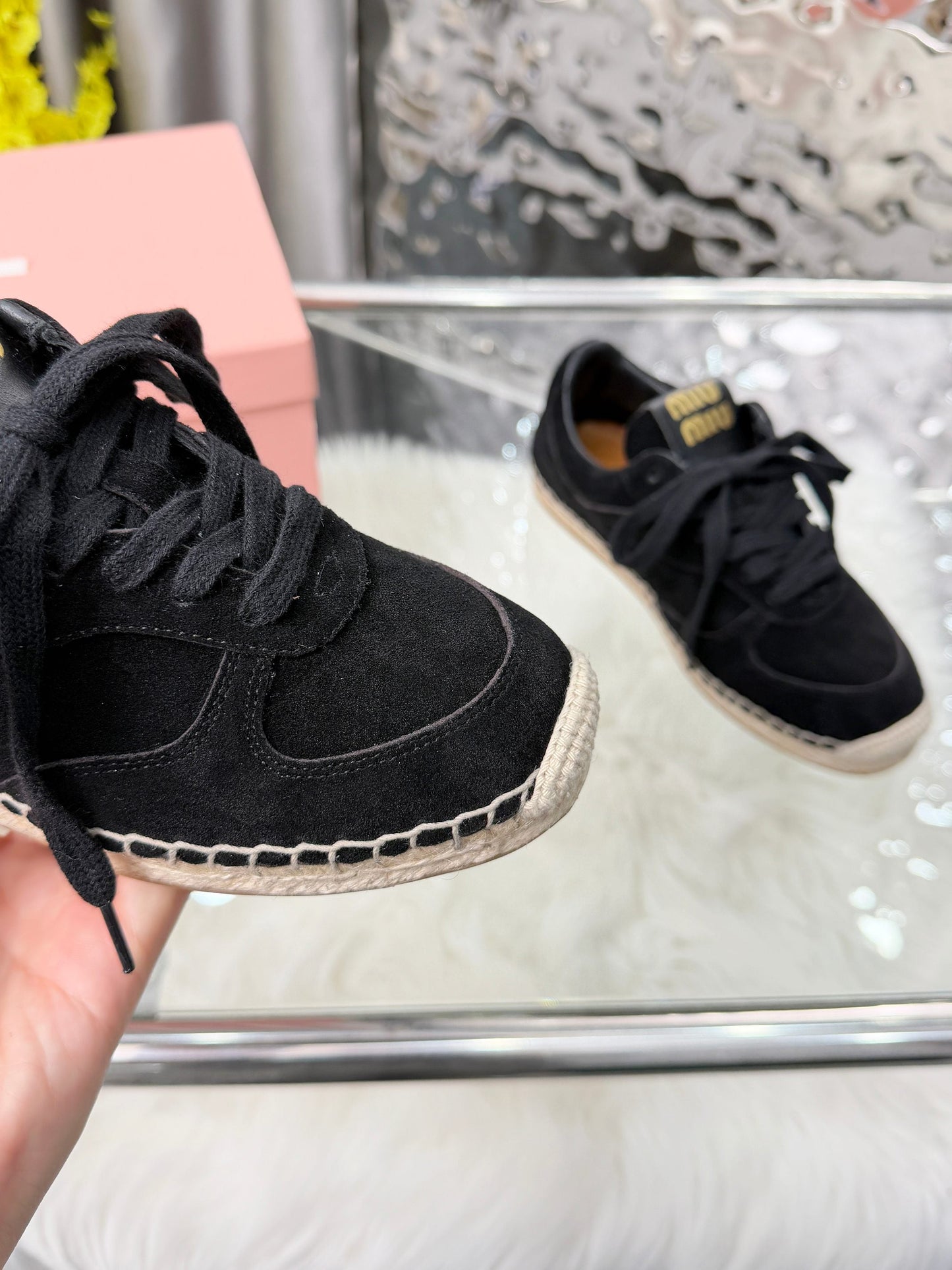 MIUMIU 26S SNEAKERS IN BLACK SUEDE