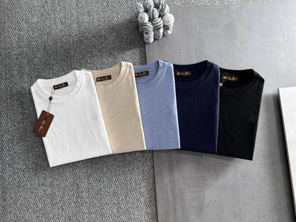 LORO PIANA CREWNECK T-SHIRT IN BLACK COTTON