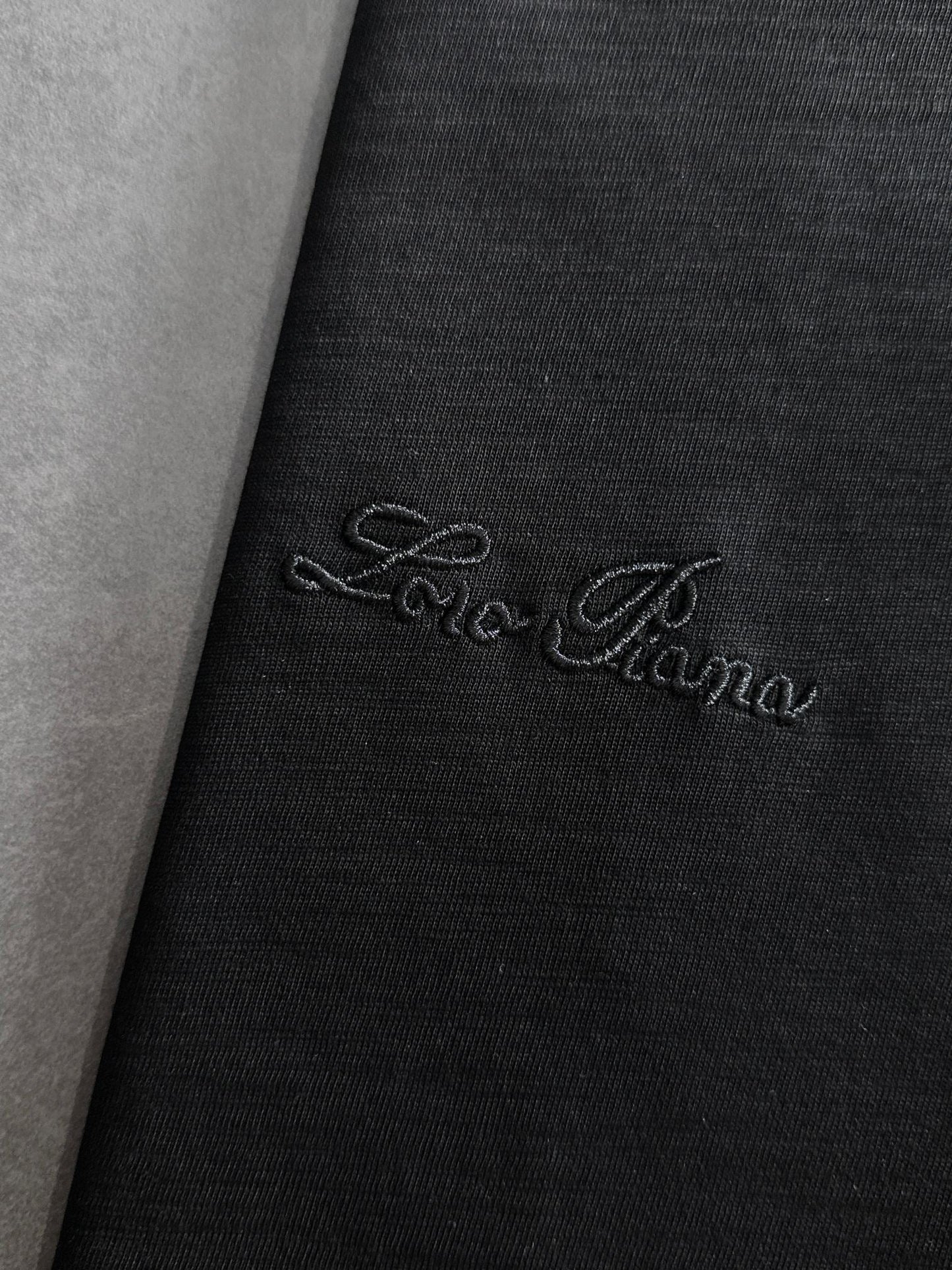 LORO PIANA CREWNECK T-SHIRT IN BLACK COTTON