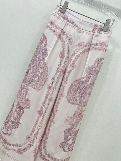 HM PRINTED SILK WIDE-LEG PANTS 269258