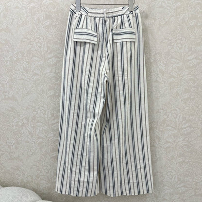 CHANEL STRIPED LINEN WIDE-LEG PANTS 275056