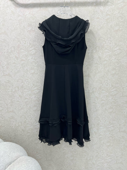 DIOR SLEEVELESS DRESS WITH RUFFLED SHOULDERS AND HEM 269143