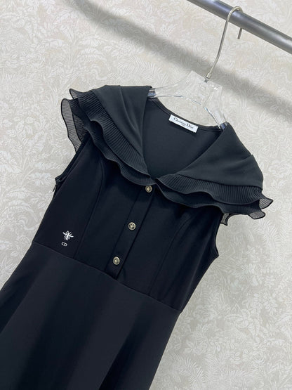 DIOR SLEEVELESS DRESS WITH RUFFLED SHOULDERS AND HEM 269143