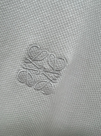 LOEWE OVERSIZED CROPPED POLO SHIRT WITH EMBROIDERED LOGO IN WHITE
