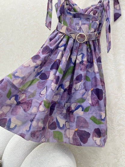 ZIMMERMANN SHORT HERRINGBONE DRESS IN PLUM PURPLE 269377