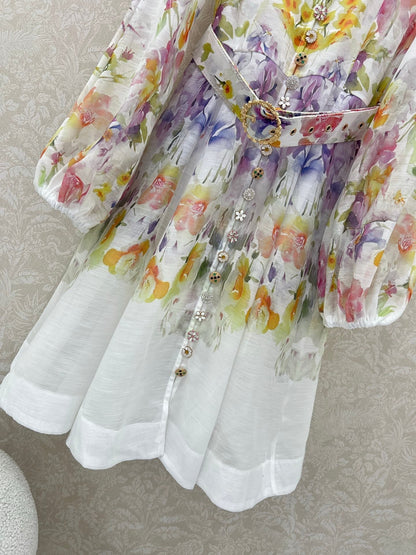 ZIMMERMANN SHORT DRESS WITH A STAND COLLAR 275119