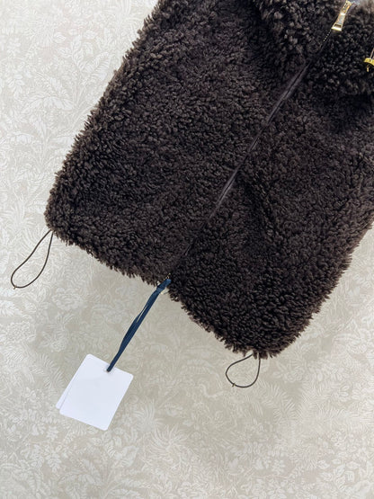 MONCLER 25S SHAGGY VEST IN BROWN 103