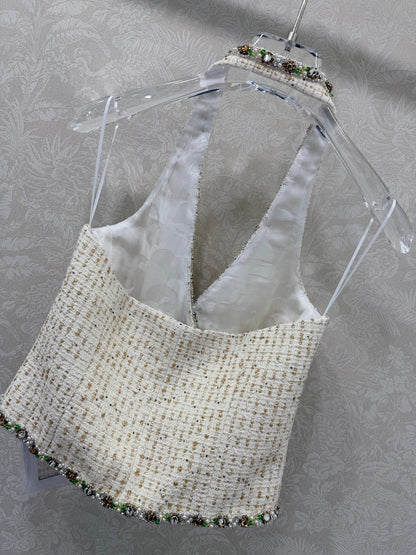 CHANEL 26S BEADED HALTER NECK VEST 821