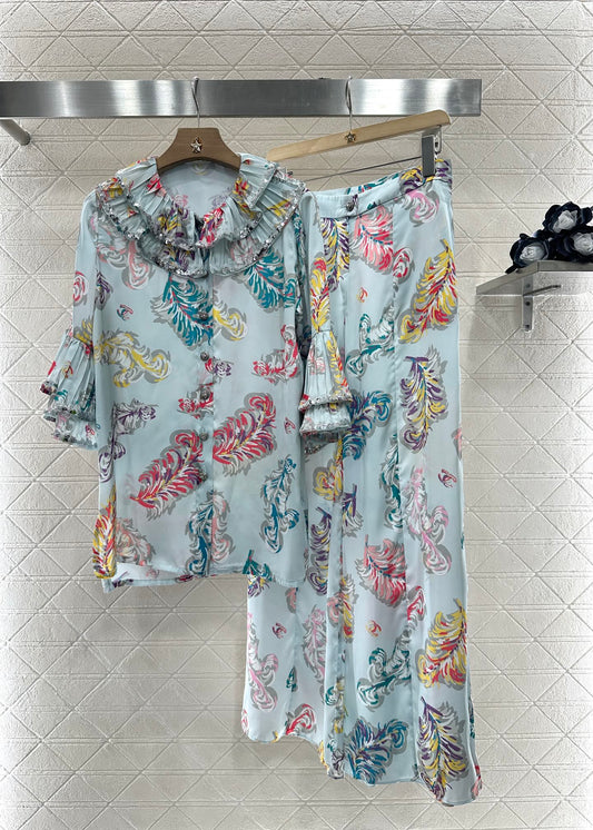 CHANEL 25S SEQUIN EMBELLISHED SHIRT DRESS SET 265579
