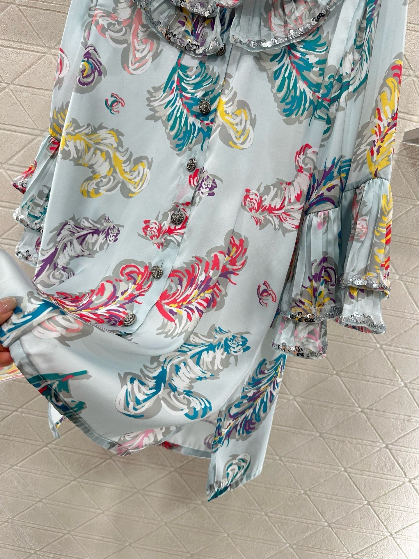 CHANEL 25S SEQUIN EMBELLISHED SHIRT DRESS SET 265579