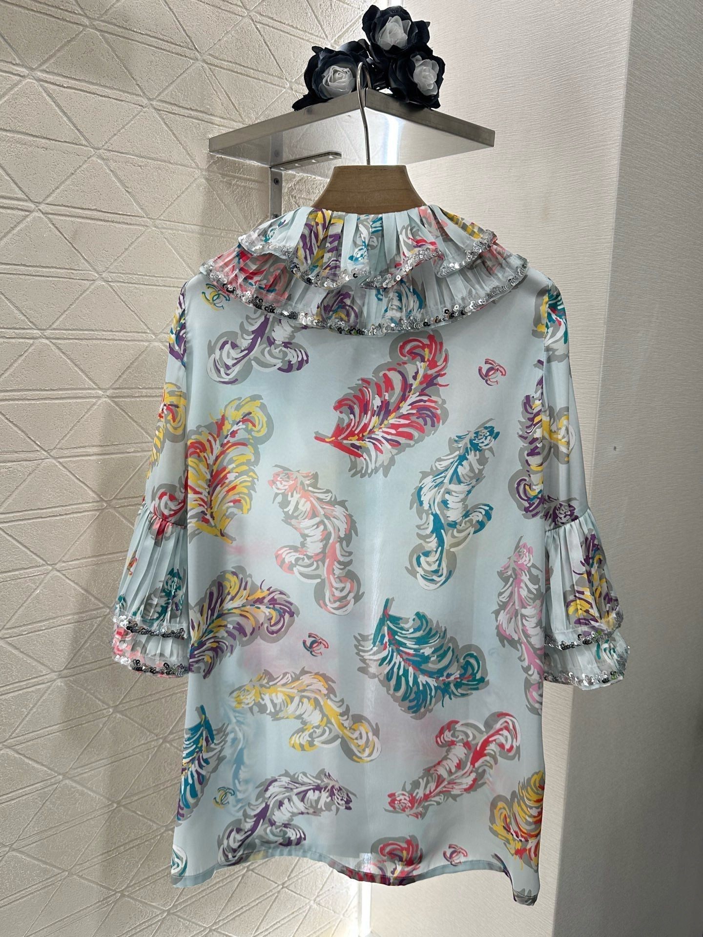 CHANEL 25S SEQUIN EMBELLISHED SHIRT DRESS SET 265579
