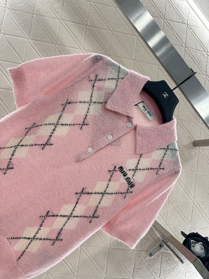 MIUMIU SHORT-SLEEVE KNIT TOP STYLE 24