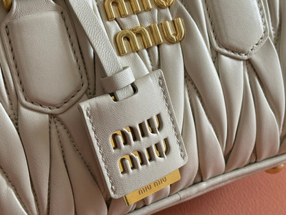 ARCADIE MATELASSÉ BAG 19 IN WHITE LAMBSKIN GOLD HARDWARE