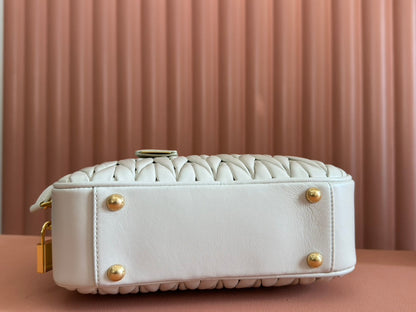 ARCADIE MATELASSÉ BAG 24 IN WHITE LAMBSKIN GOLD HARDWARE
