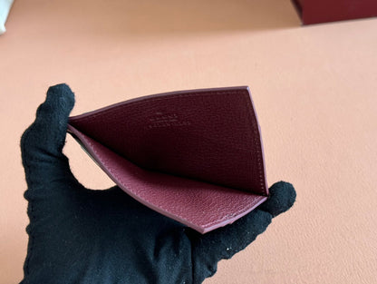 GG CARD CASE 10 BICOLOR IN GREY AND RED GG CALFSKIN