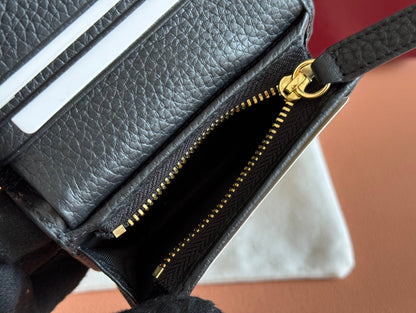 EMBLEM MINI WALLET 11 IN BLACK GG GRAINY CALFSKIN
