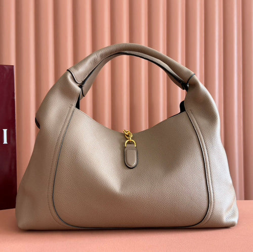 SOFTBIT MAXI SHOULDER BAG 46 IN TAUPE GRAINY LAMBSKIN
