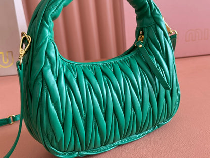 WANDER MATELASSÉ HANDBAG 23 IN PINE GREEN LAMBSKIN