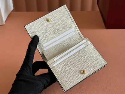 MARMONT BI-COLOUR CARD CASE WALLET 11 IN BEIGE EBONY GG CANVAS WHITE CALFSKIN