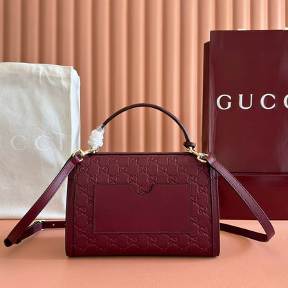 GUCCI 26S PADLOCK BAG 26 IN DARK RED EMBOSSED CALFSKIN