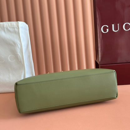 GUCCI 26S BEATRIX LARGE TOTE BAG 35 CM IN SAGE GREEN CALFSKIN
