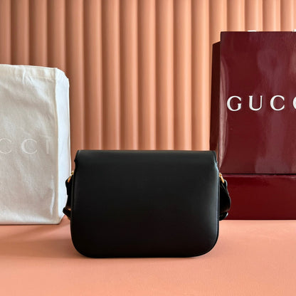 GUCCI 25S HORSEBIT 1955 MINI BAG 26 CM IN BLACK CALFSKIN WITH GOLD HARDWARE
